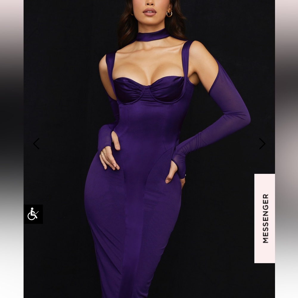 House of CB Deep Purple Long Sleeve Dress